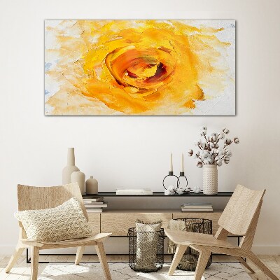 Yellow rose on a light background Glass Wall Art