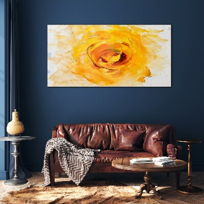 Yellow rose on a light background Glass Wall Art
