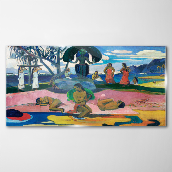 Tropical scene with characters Glass Wall Art