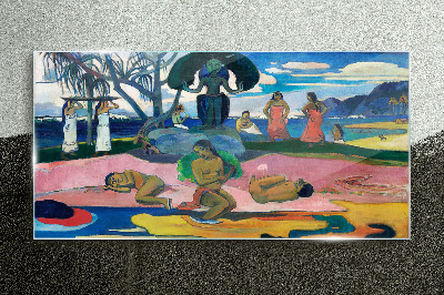 Tropical scene with characters Glass Wall Art