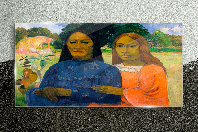 Mother and daughter in nature Glass Wall Art
