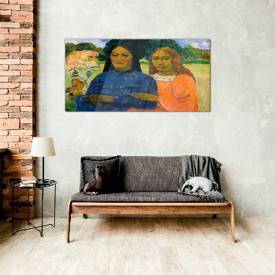 Mother and daughter in nature Glass Wall Art