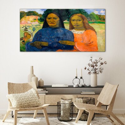 Mother and daughter in nature Glass Wall Art