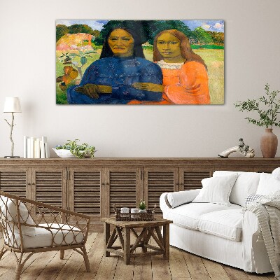 Mother and daughter in nature Glass Wall Art
