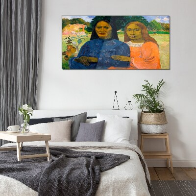 Mother and daughter in nature Glass Wall Art