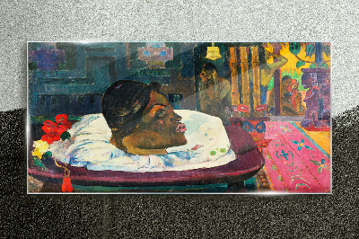 Portrait in pastel colors Glass Wall Art