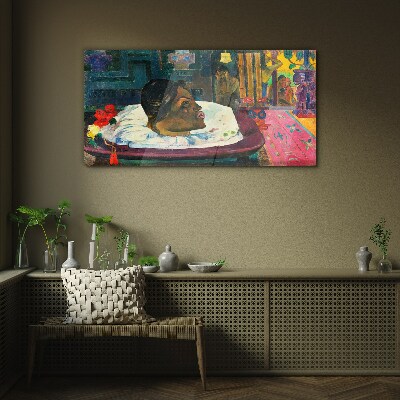 Portrait in pastel colors Glass Wall Art