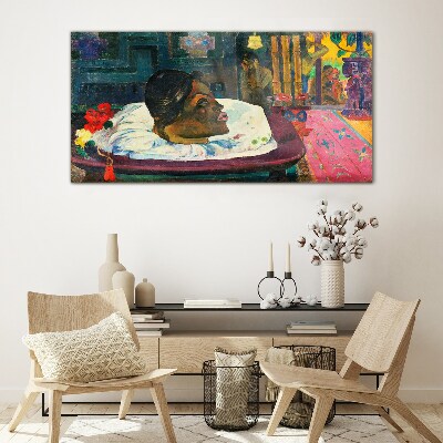 Portrait in pastel colors Glass Wall Art