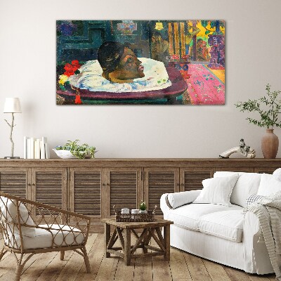 Portrait in pastel colors Glass Wall Art
