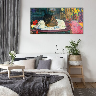Portrait in pastel colors Glass Wall Art
