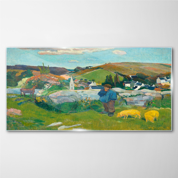 Boy in the landscape Glass Wall Art