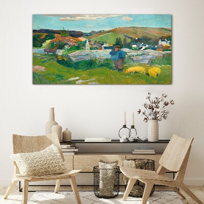 Boy in the landscape Glass Wall Art