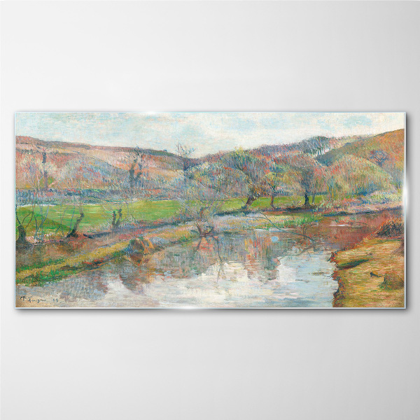 A peaceful landscape by the river Glass Wall Art