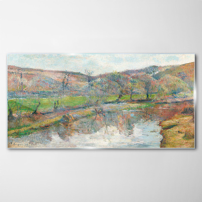 A peaceful landscape by the river Glass Wall Art