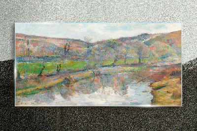 A peaceful landscape by the river Glass Wall Art