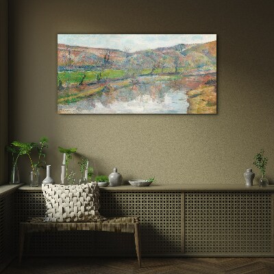 A peaceful landscape by the river Glass Wall Art