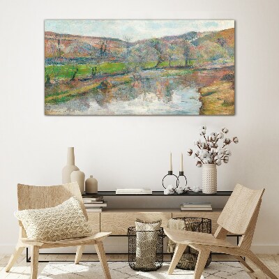 A peaceful landscape by the river Glass Wall Art