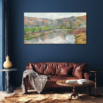 A peaceful landscape by the river Glass Wall Art