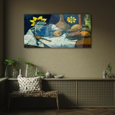 Still life with flower Glass Wall Art