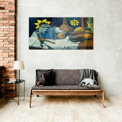 Still life with flower Glass Wall Art