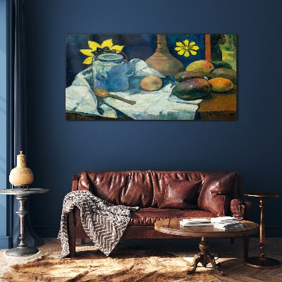 Still life with flower Glass Wall Art