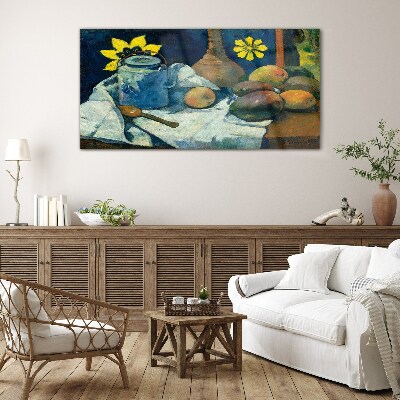 Still life with flower Glass Wall Art