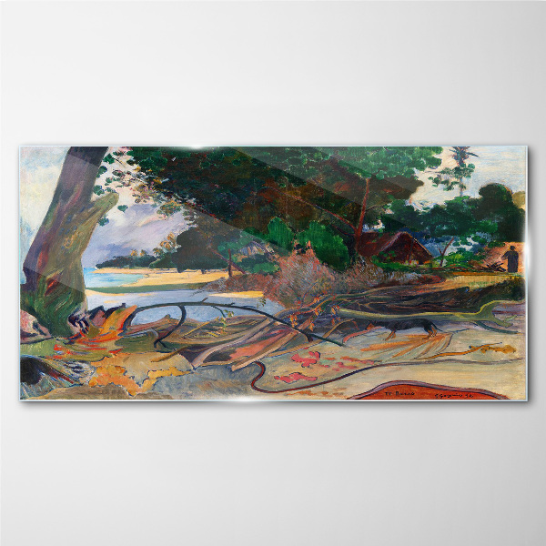 Tropical landscape with trees Glass Wall Art