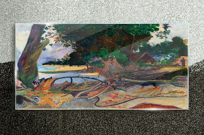 Tropical landscape with trees Glass Wall Art