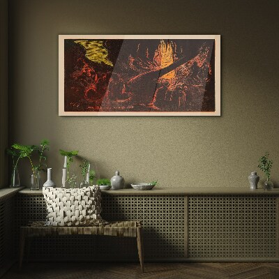Gathering around the campfire Glass Wall Art