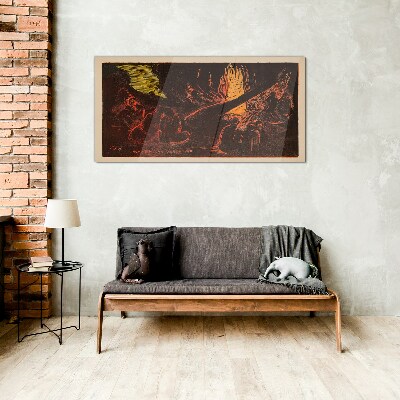 Gathering around the campfire Glass Wall Art