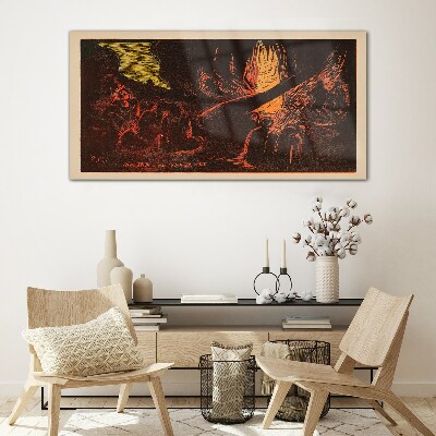 Gathering around the campfire Glass Wall Art