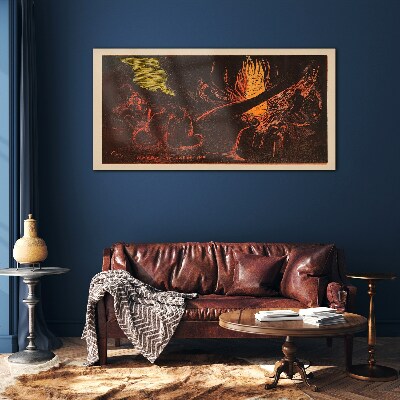 Gathering around the campfire Glass Wall Art