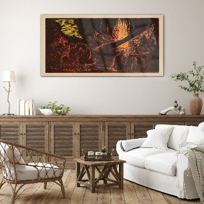 Gathering around the campfire Glass Wall Art