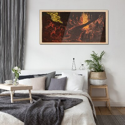 Gathering around the campfire Glass Wall Art