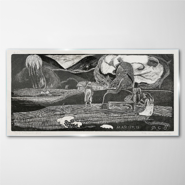 Landscape with figure and nature Glass Wall Art