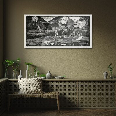 Landscape with figure and nature Glass Wall Art