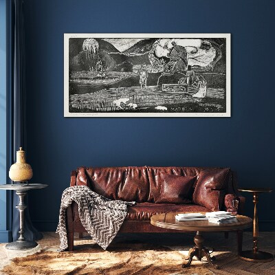 Landscape with figure and nature Glass Wall Art