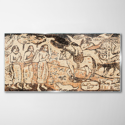 Historical scene against the backdrop of nature Glass Wall Art