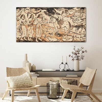Historical scene against the backdrop of nature Glass Wall Art
