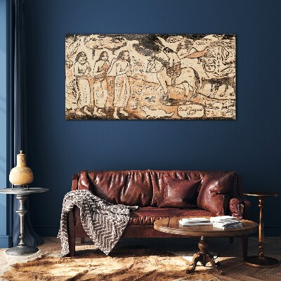 Historical scene against the backdrop of nature Glass Wall Art