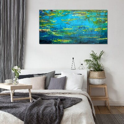 Turquoise waves and green Glass Wall Art