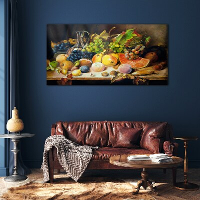 Still life with fruit and a vessel Glass Wall Art