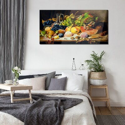 Still life with fruit and a vessel Glass Wall Art