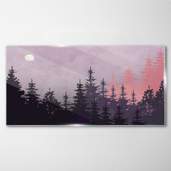 Sunset in the forest Glass Wall Art