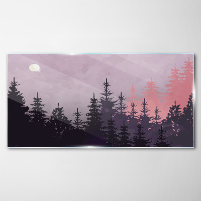 Sunset in the forest Glass Wall Art