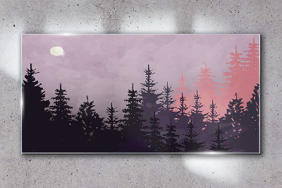 Sunset in the forest Glass Wall Art