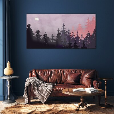Sunset in the forest Glass Wall Art