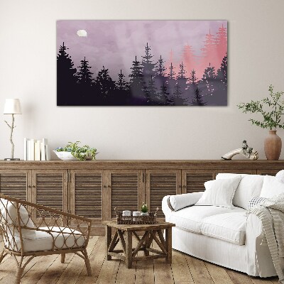 Sunset in the forest Glass Wall Art