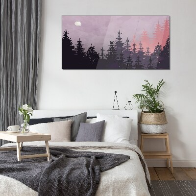 Sunset in the forest Glass Wall Art