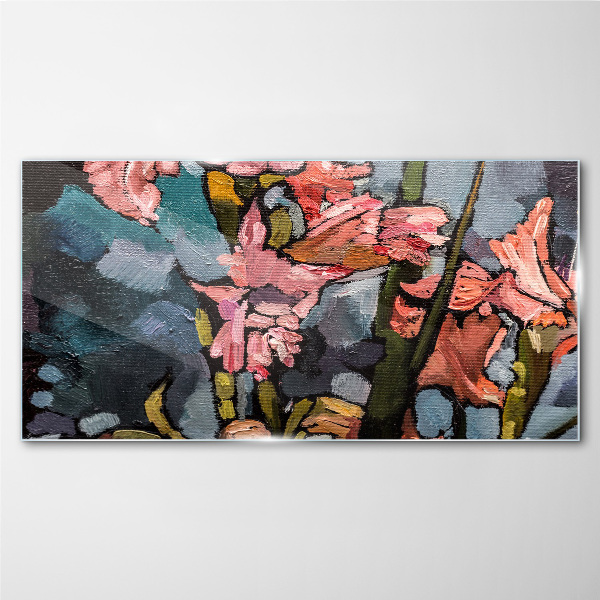 Floral landscape in shades of pink Glass Wall Art